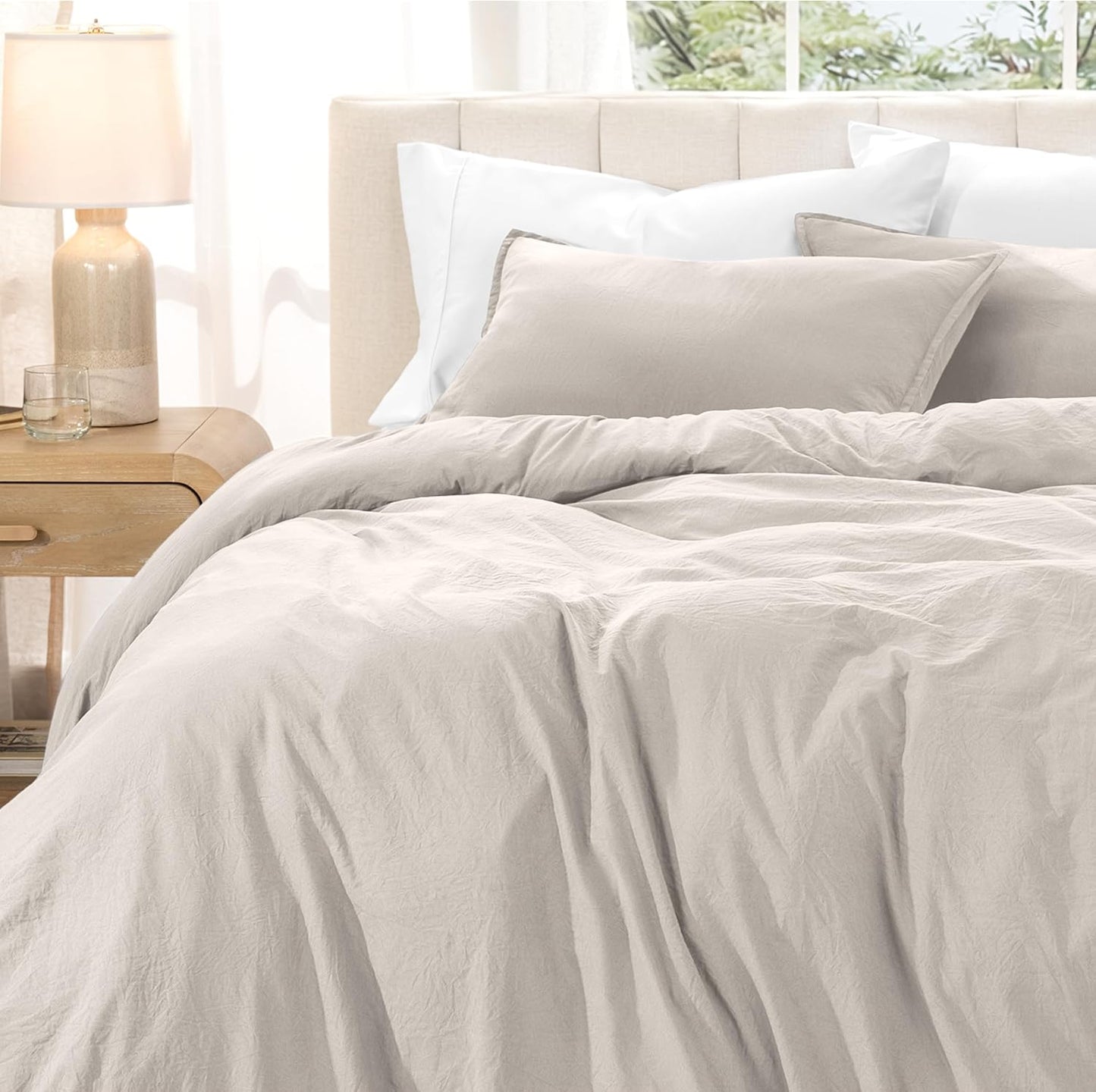 Microfiber Duvet Cover Set - Ultra Soft Washed Microfiber - Twin/Twin Extra Long - Linen-Like Look - Easy Care - Breathable Fabric - Our Softest Duvet Cover Set (Twin/Twin XL, Fog)