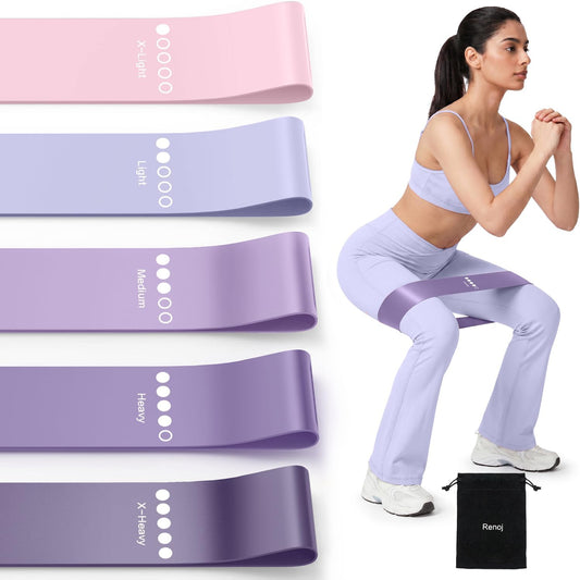 Resistance Bands for Working Out, 5-Pack Elastic Loop Exercise Bands for Strength Training Stretching, Home Gym Equipment for Pilates Yoga Physical Therapy, Leg Glute Arm Workout Kit for Women Men