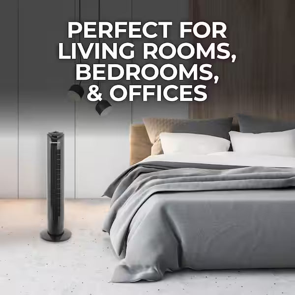 32 In. Oscillating Tower Fan in Black