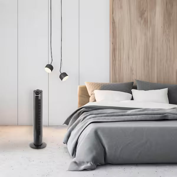 32 In. Oscillating Tower Fan in Black